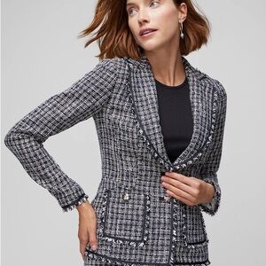 WHBM Signature Blazer Navy Tweed, Size 4